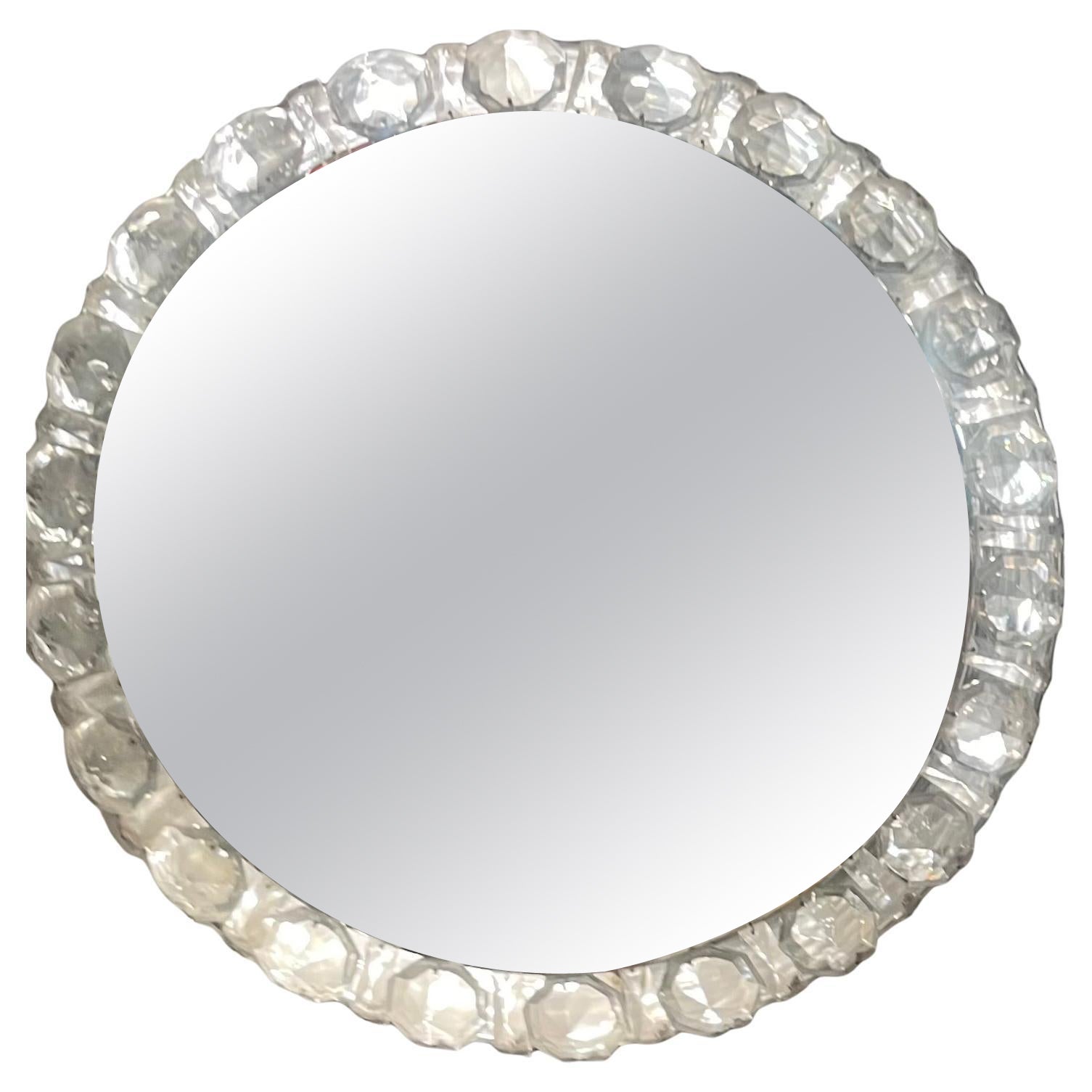 Miroir circulaire futuriste en verre taillé, Allemagne, 1970 en vente