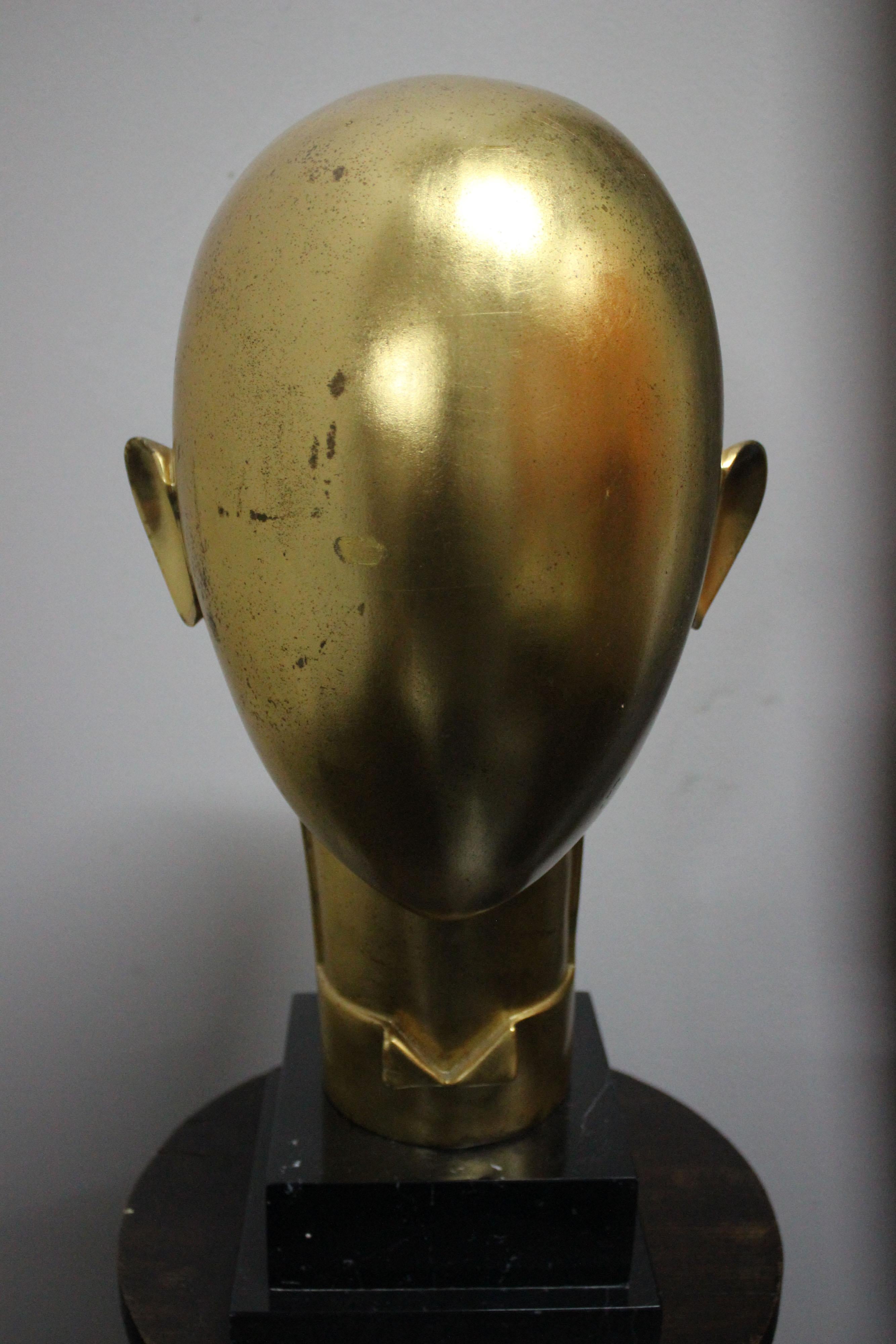 Mid-20th Century Futurist sculpture in gilt metal in the Franz Hagenauer style For Sale