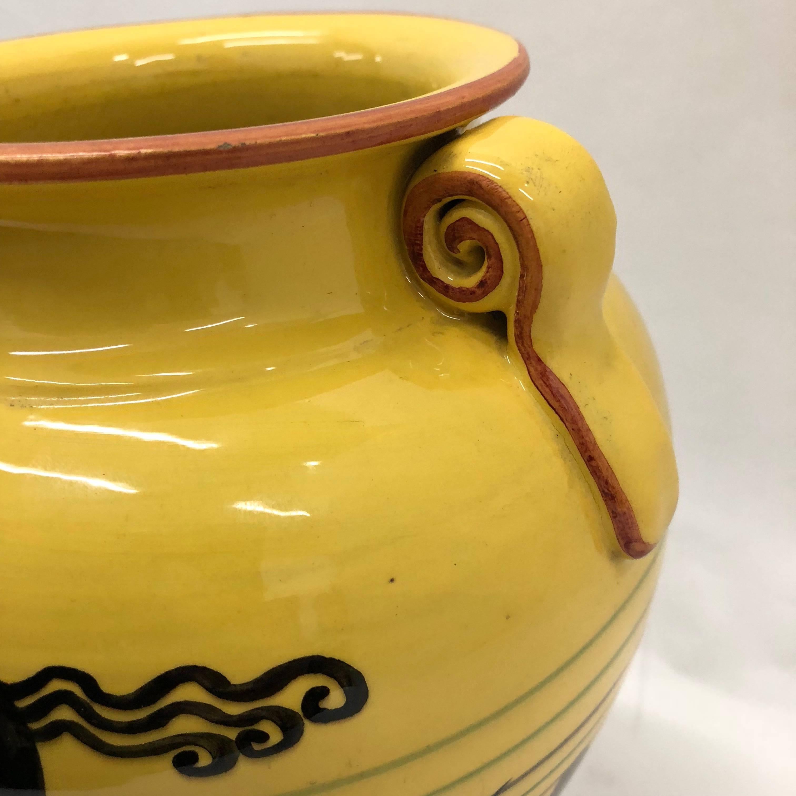 Stylish Art Deco hand-crafted terracotta vase made in Italy in 1930 in perfect conditions, signed Italy 115 on the bottom.
