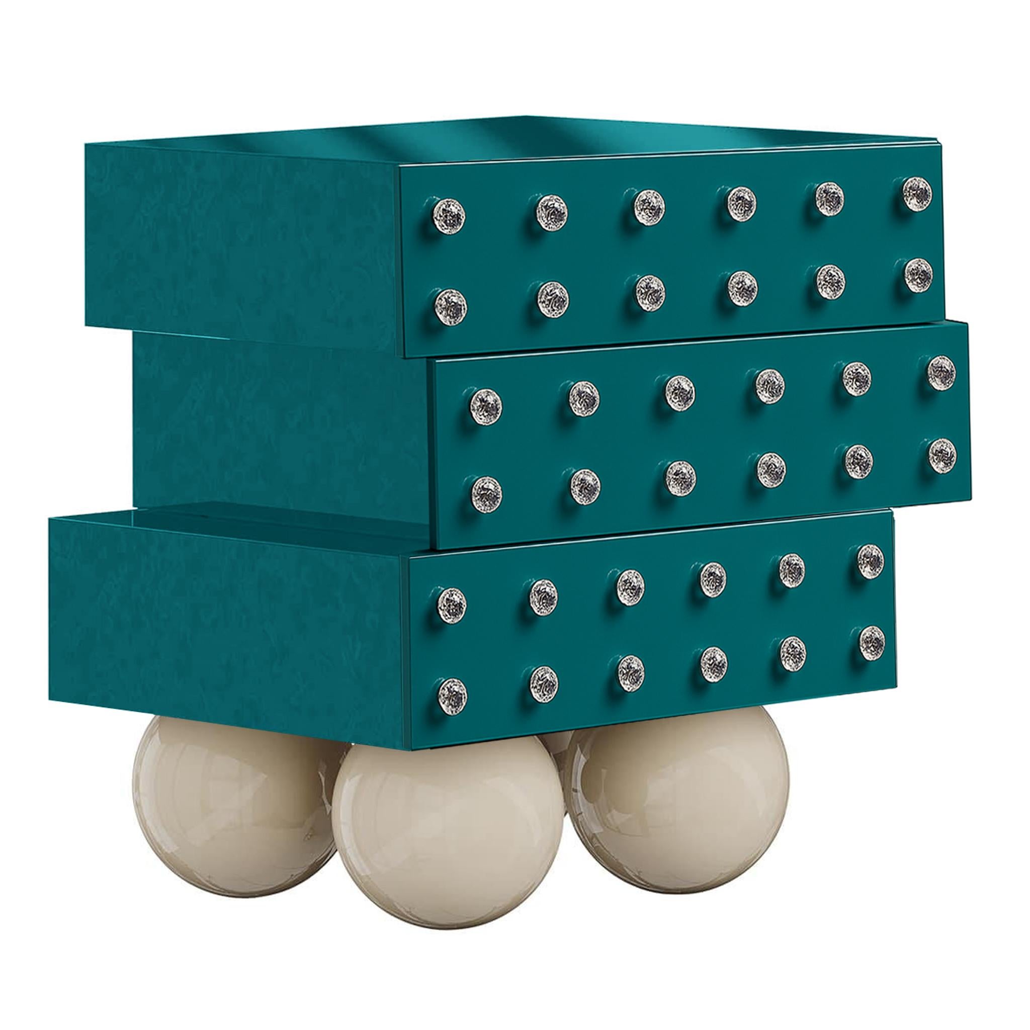 Italian Futurist Murano in Aqua Blue Dream Bedside Table:Art Deco Murano Justfurnituress in vendita