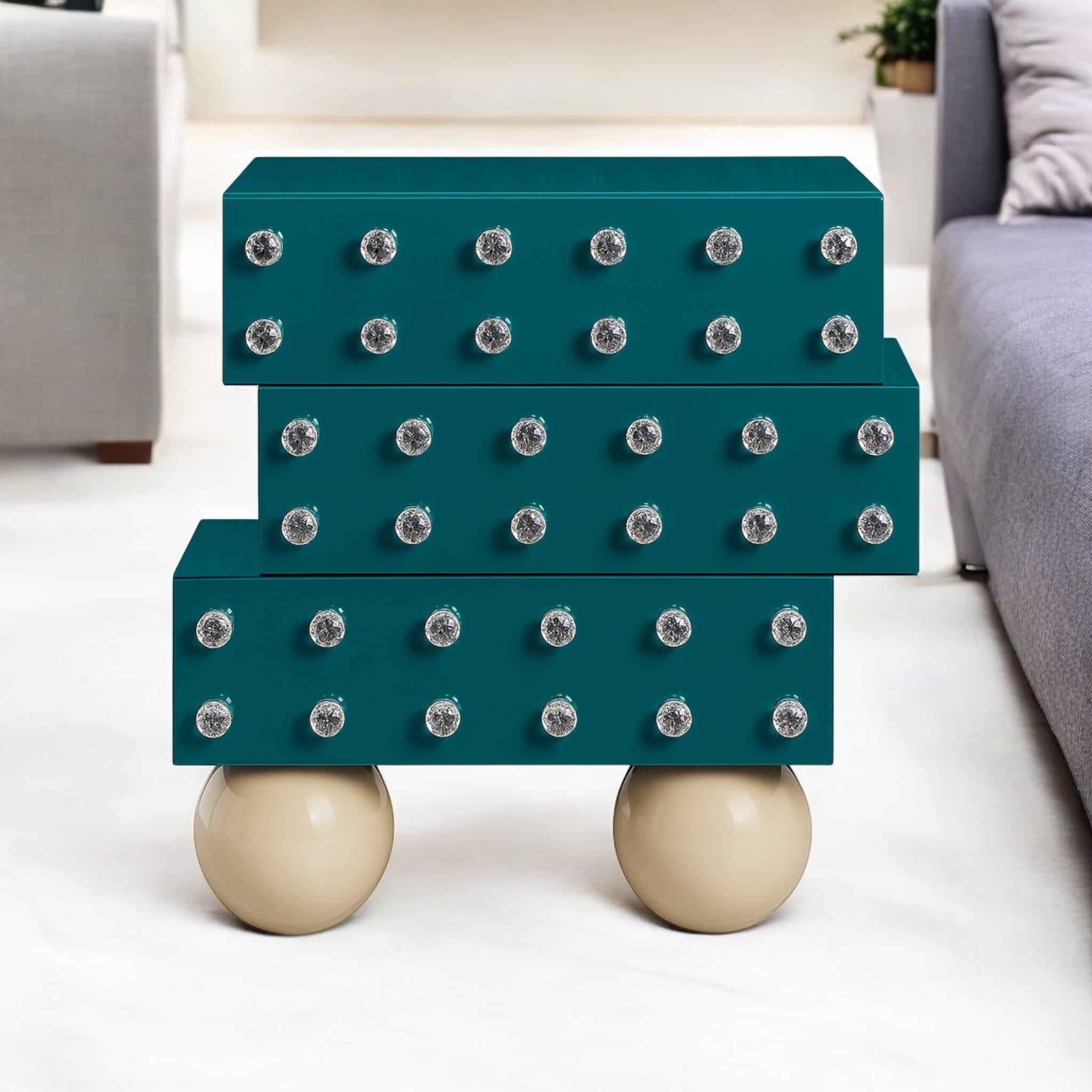 Futurist Murano in Aqua Blue Dream Bedside Table:Art Deco Murano Justfurnituress In condizioni Nuovo in vendita a Guazzora, IT