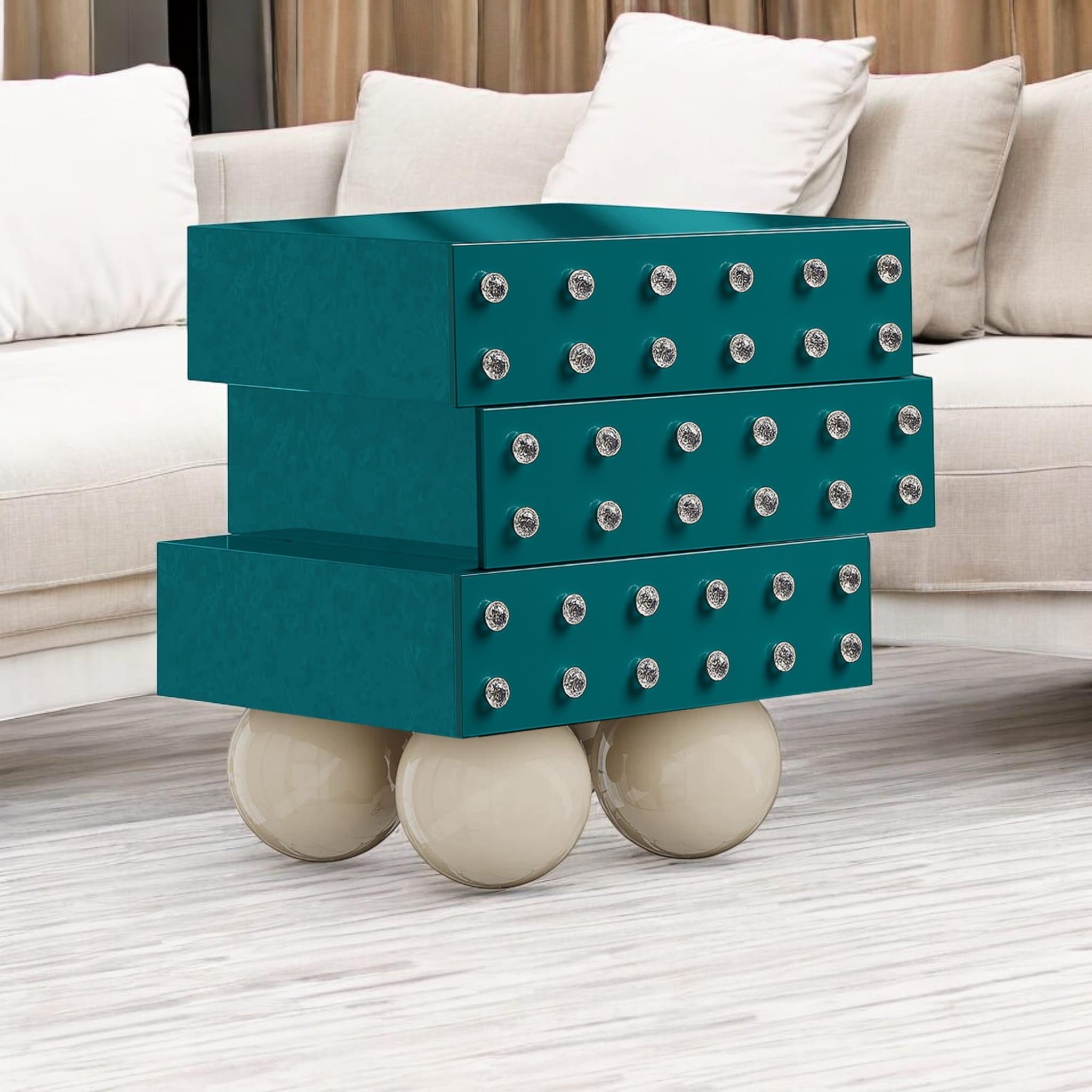 Velluto Futurist Murano in Aqua Blue Dream Bedside Table:Art Deco Murano Justfurnituress in vendita