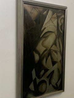 Futuristisches Gemälde aus behandeltem Glas mit Rückenbeschichtung von Lam Lee Group, 1980