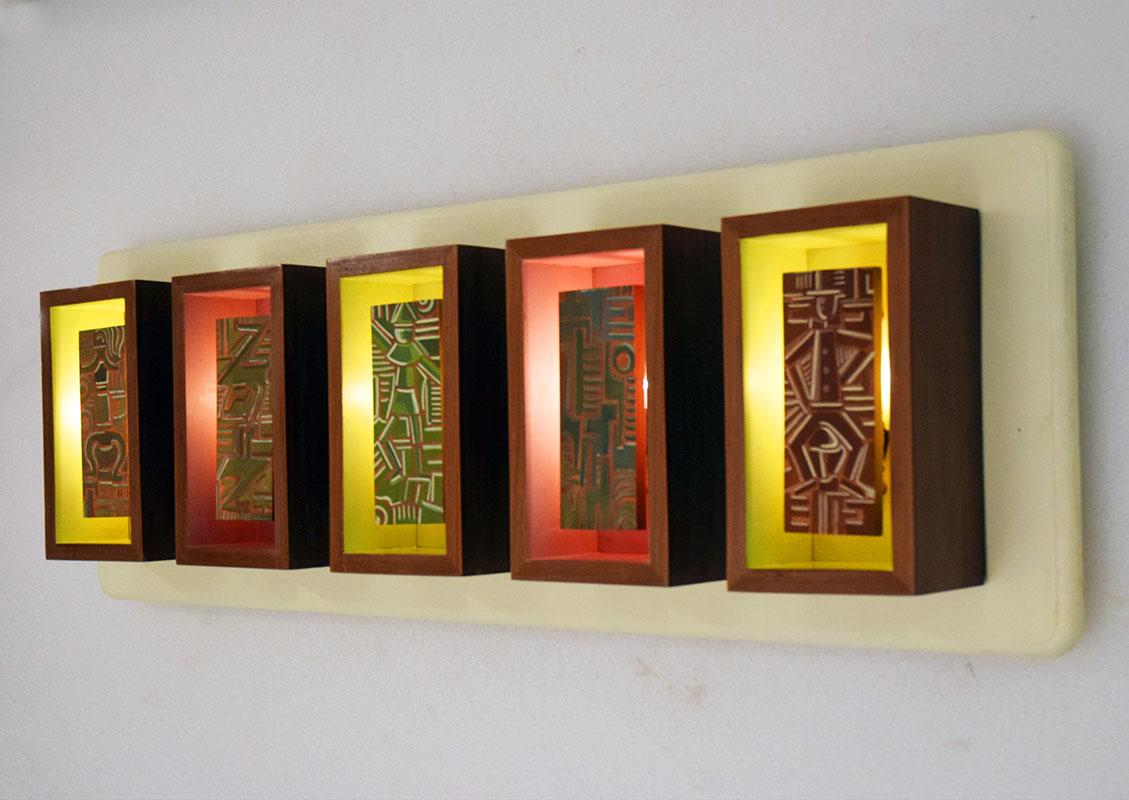 Italian Futurist-Style Wall Light Panel, 1950s For Sale