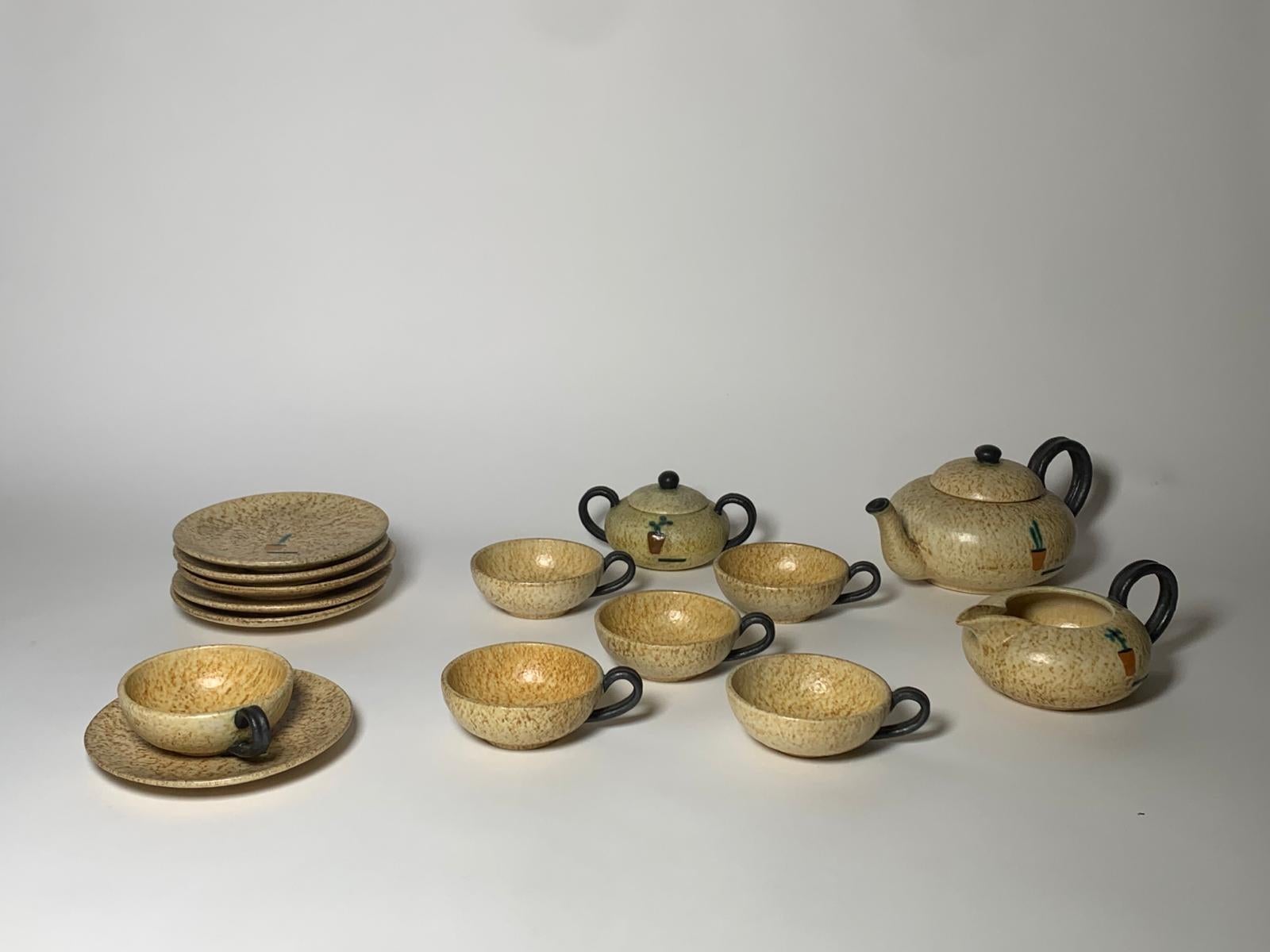Servicio de té futurista para seis personas de Ivos Pacetti para La Fiamma, Albisola Italiano en venta