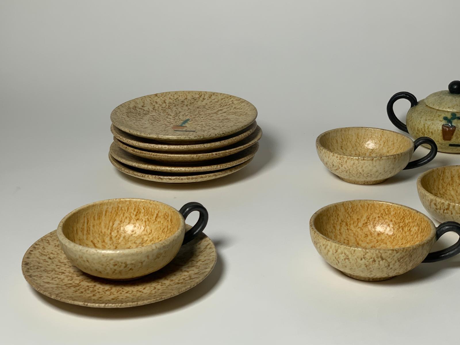 Servicio de té futurista para seis personas de Ivos Pacetti para La Fiamma, Albisola Cerámico en venta