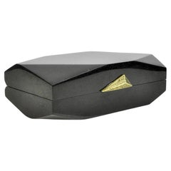 Futurist Trinket Box Made of Black Marquetry and Brass by Ginger Brown