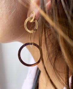 Futuristic 18k Gold Hoop Interlocking Earrings Handcrafted in Italy