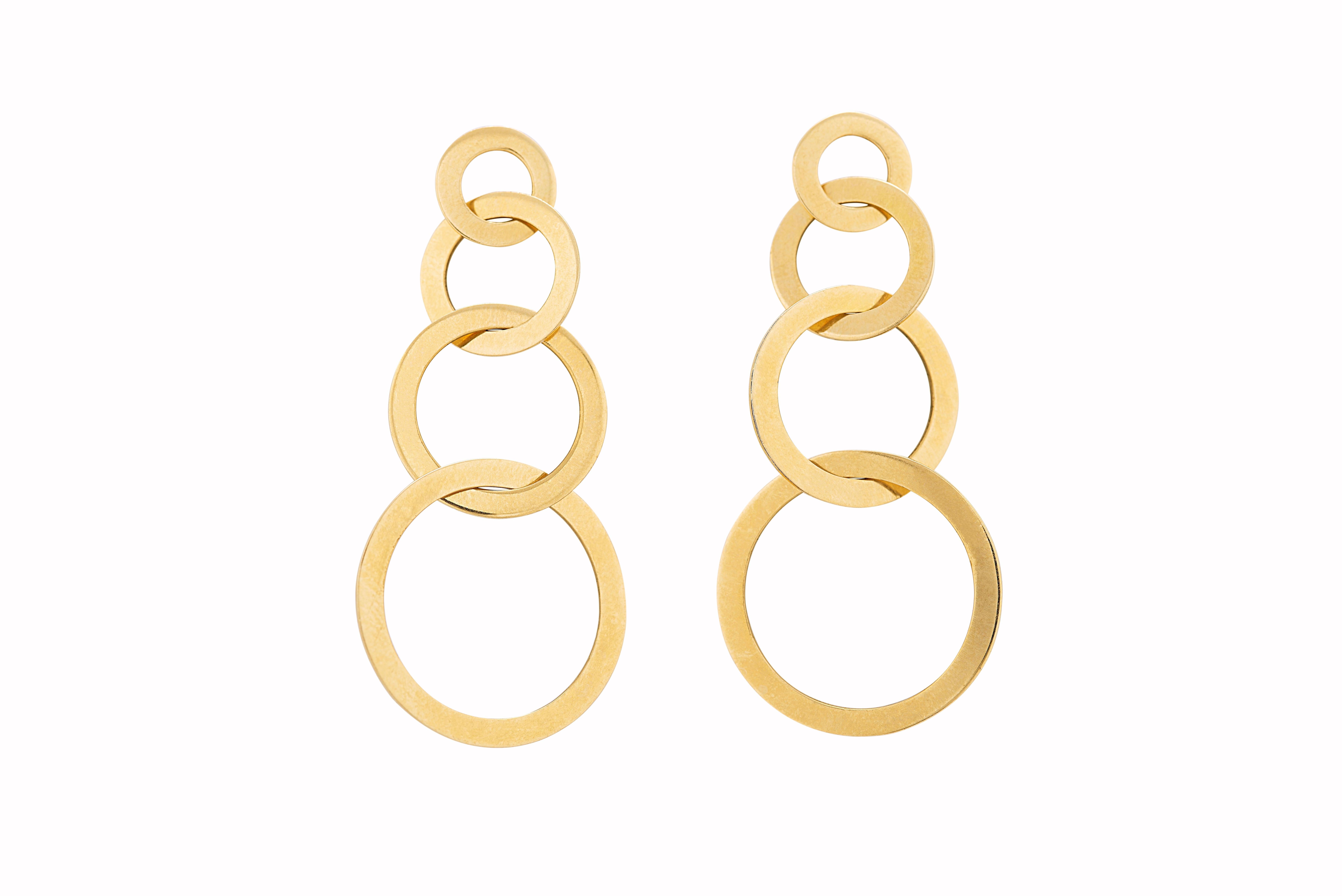 Futuristic 18k Gold Hoop Interlocking Earrings Handcrafted in Italy For Sale 1