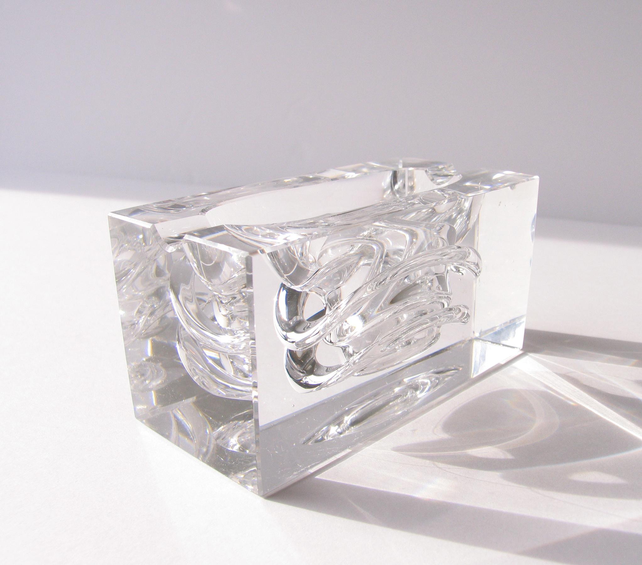 Unknown Futuristic 1970s Hand Blown Crystal Sculpture Ashtray