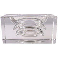 Futuristic 1970s Hand Blown Crystal Sculpture Ashtray