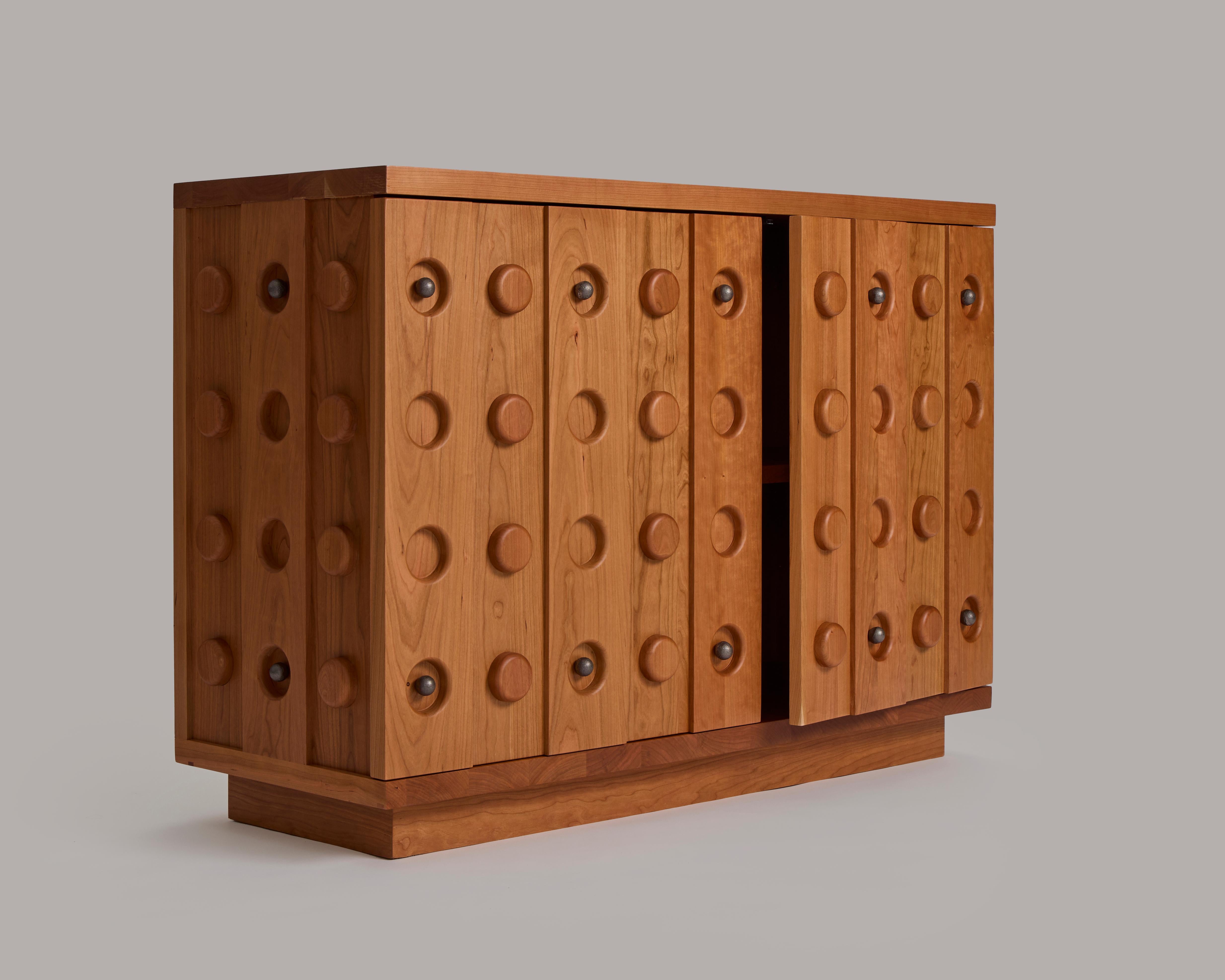 Modern Futuristic Cherry Sideboard or Cabinet by Muhly with Cast Iron Knobs For Sale