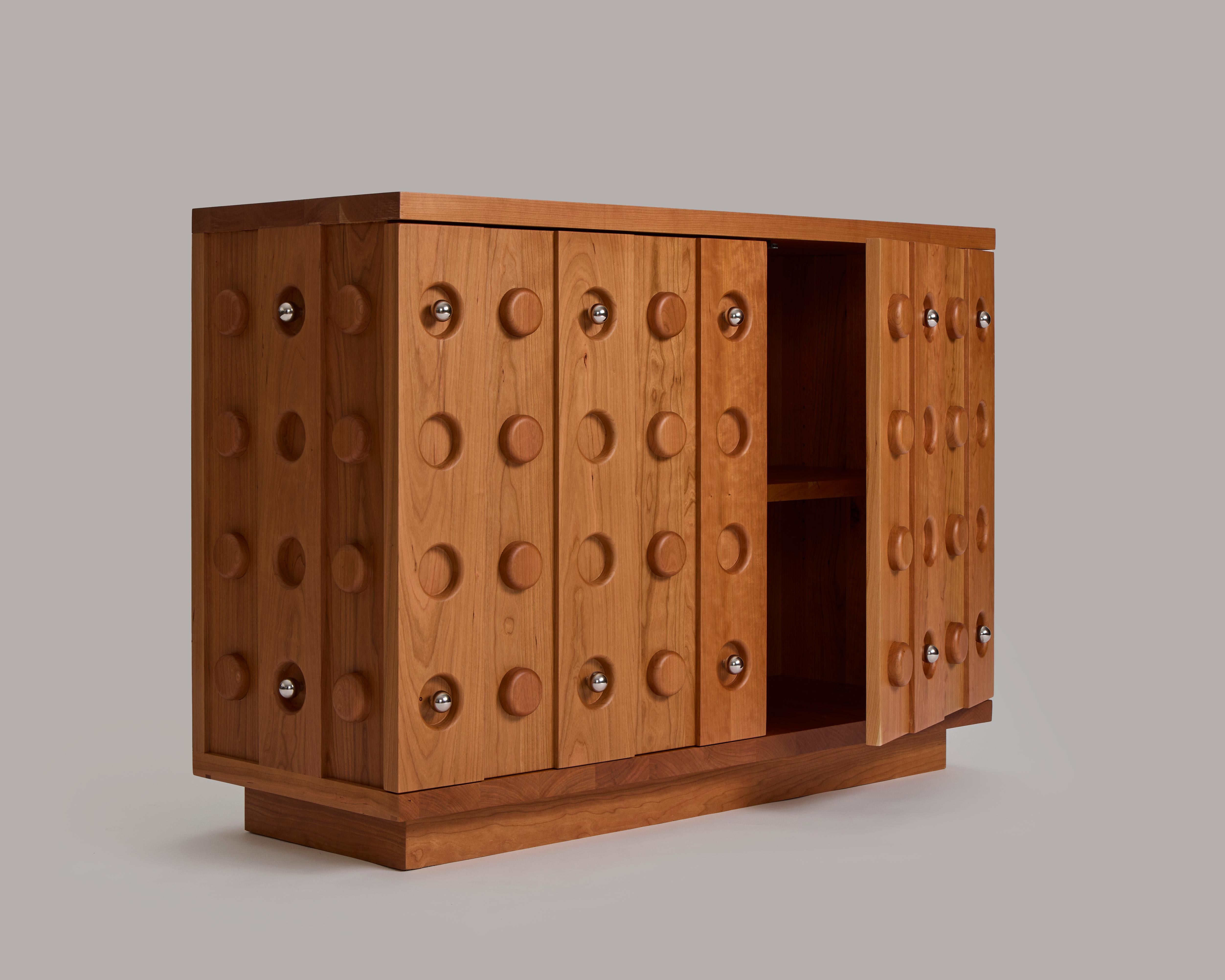 Futuristic Cherry Sideboard or Cabinet by Muhly with Stainless Steel Knobs For Sale 1