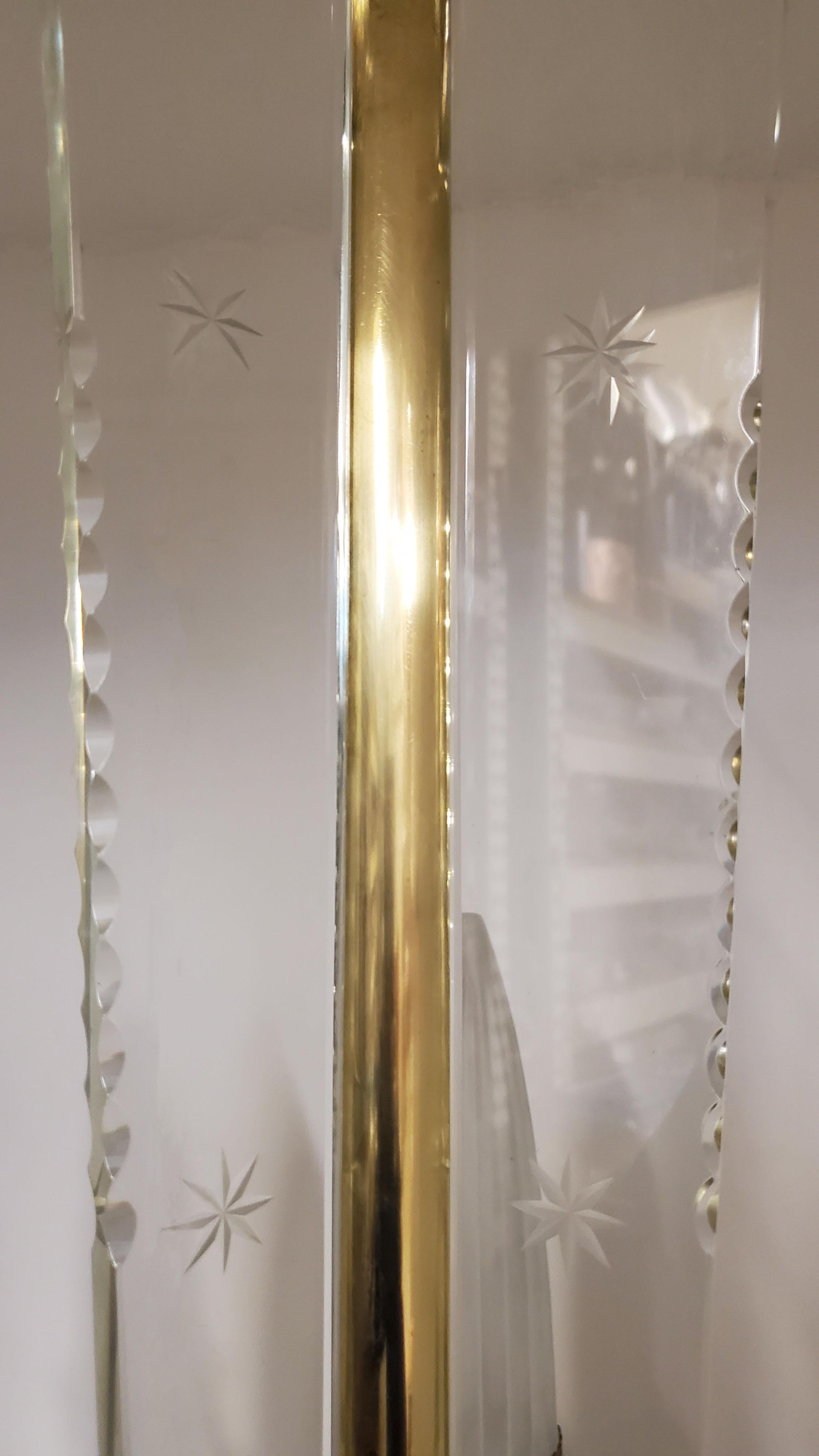 Futuristic frosted Glass and Bronze Six Arm Chandelier Maison Baguès For Sale 10