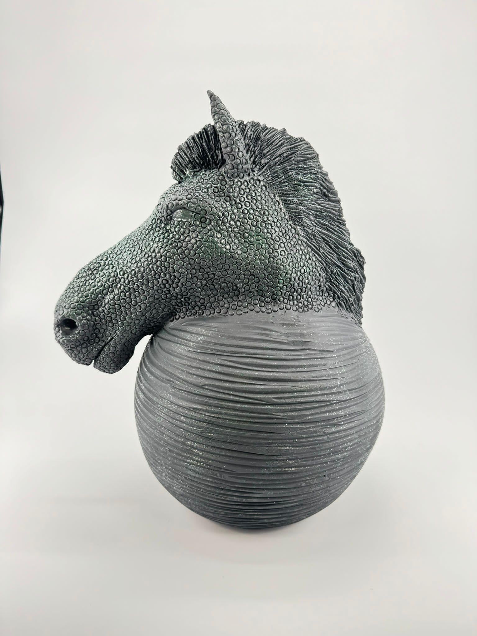 Modern Futuristic Horse, Unique Ceramic Centerpiece, Handmade Without Mold, NEW 2024 For Sale