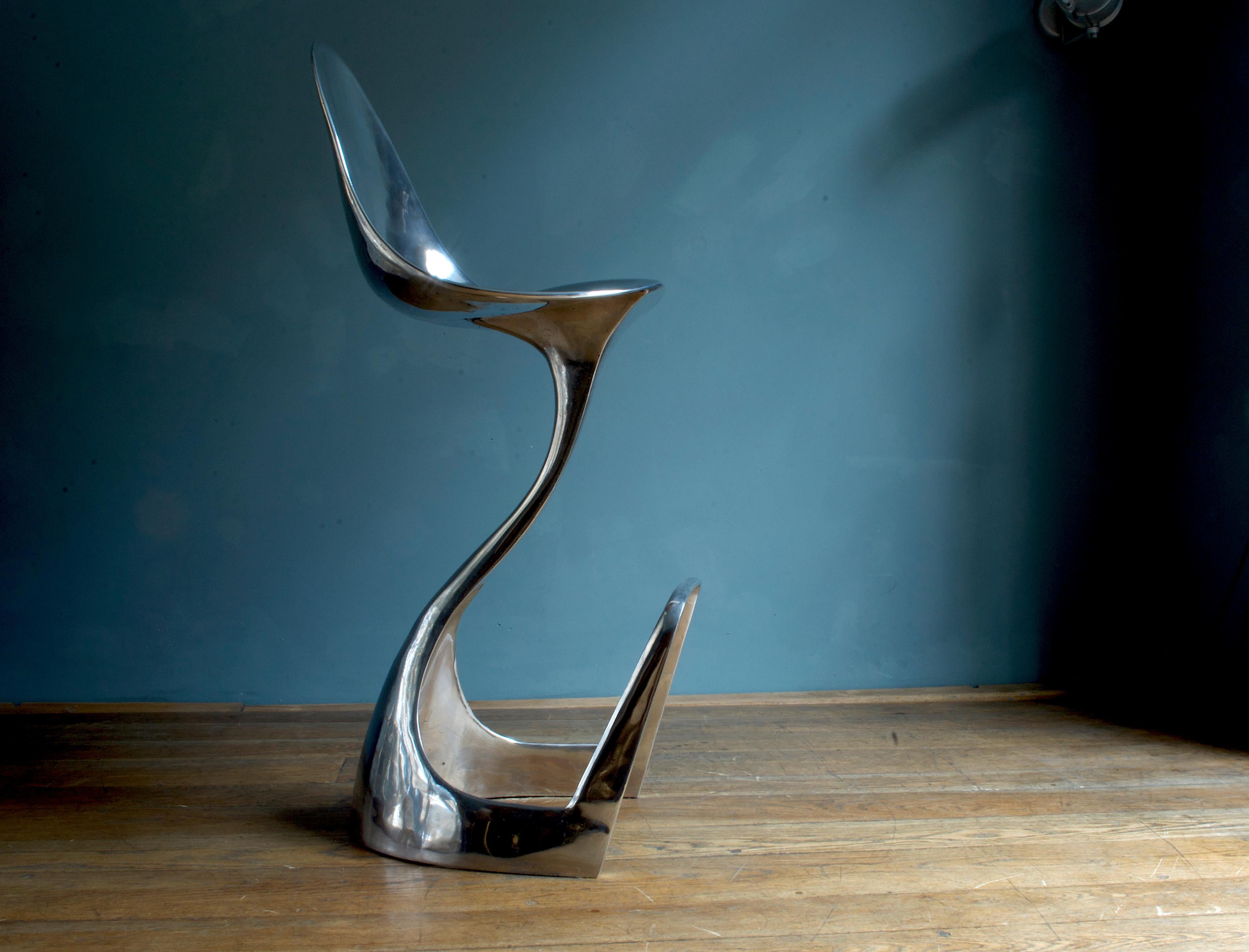 Futuristic 'Jacana' Stool Handcrafted in Cast Aluminum In New Condition For Sale In Milan, Lombardy