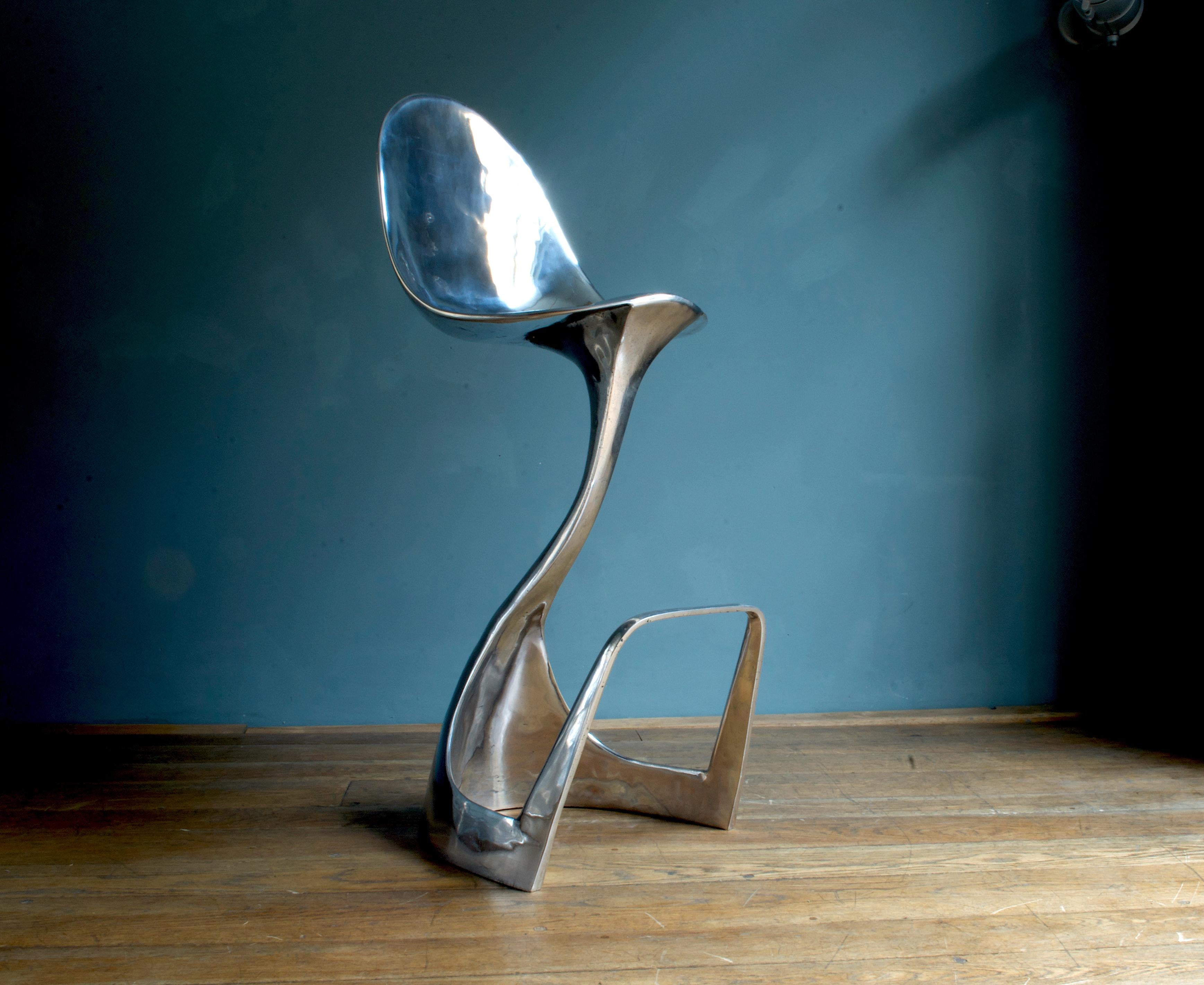 Contemporary Futuristic 'Jacana' Stool Handcrafted in Cast Aluminum For Sale