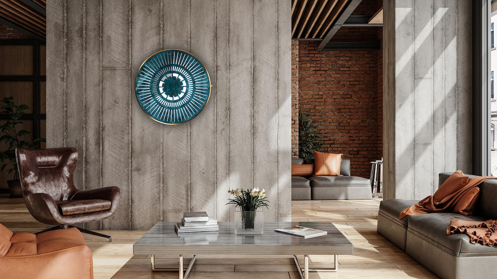 Contemporary Futuristic light work that is also a beautifully contrived timepiece For Sale