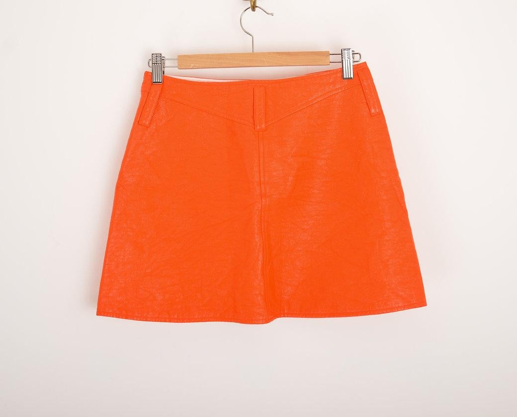 Women's Futuristic Orange Vinyl Courréges A Line Mini Skirt  For Sale