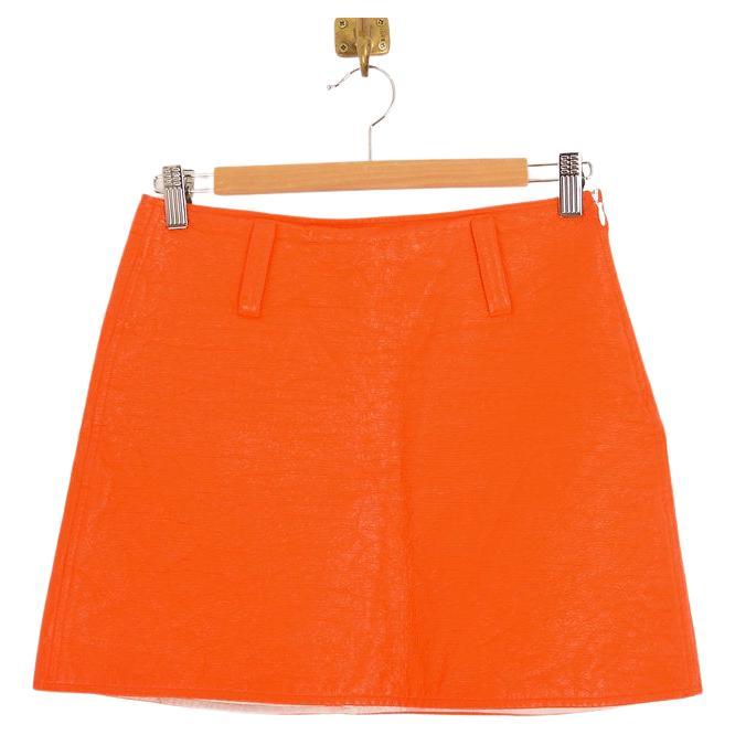 Futuristic Orange Vinyl Courréges A Line Mini Skirt  For Sale