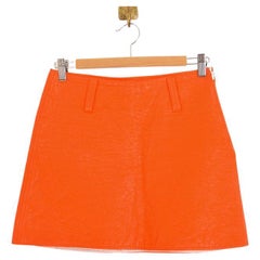 Futuristic Orange Vinyl Courréges A Line Mini Skirt 