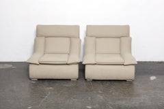 Futuristic Pair of Plush Upholstered Brazilian Midcentury Lounge Chairs