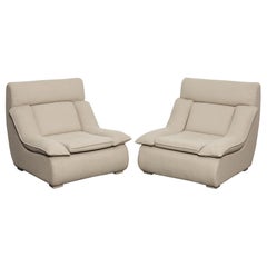 Futuristic Pair of Plush Upholstered Brazilian Midcentury Lounge Chairs