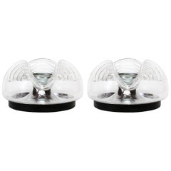 Futuristic Pair of Wave Flush Mounts by Koch & Lowy for Peill & Putzler, 1970s