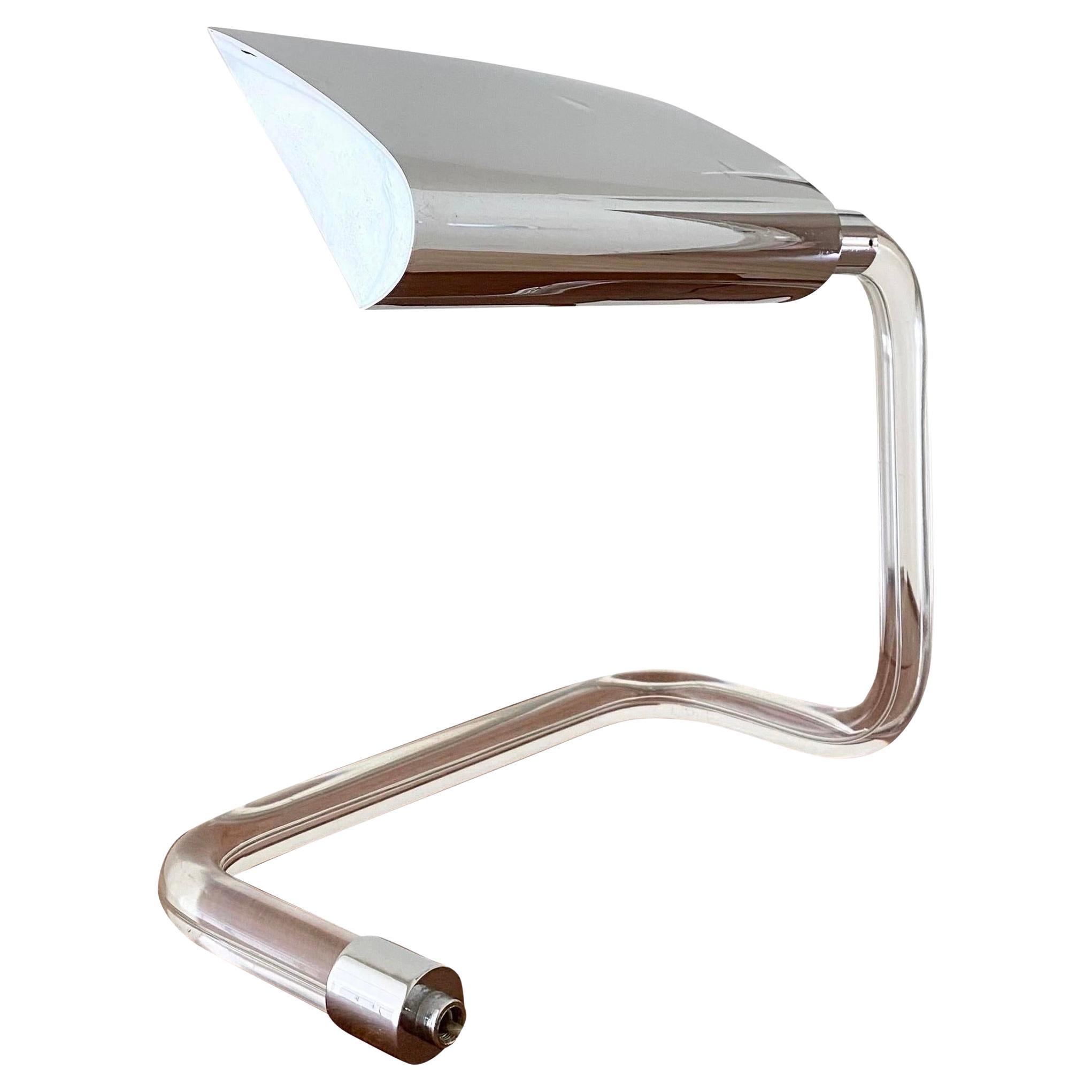 Futuristic Peter Hamburger Lucite & Chrome Lamp Produced by Kovacs for Knoll