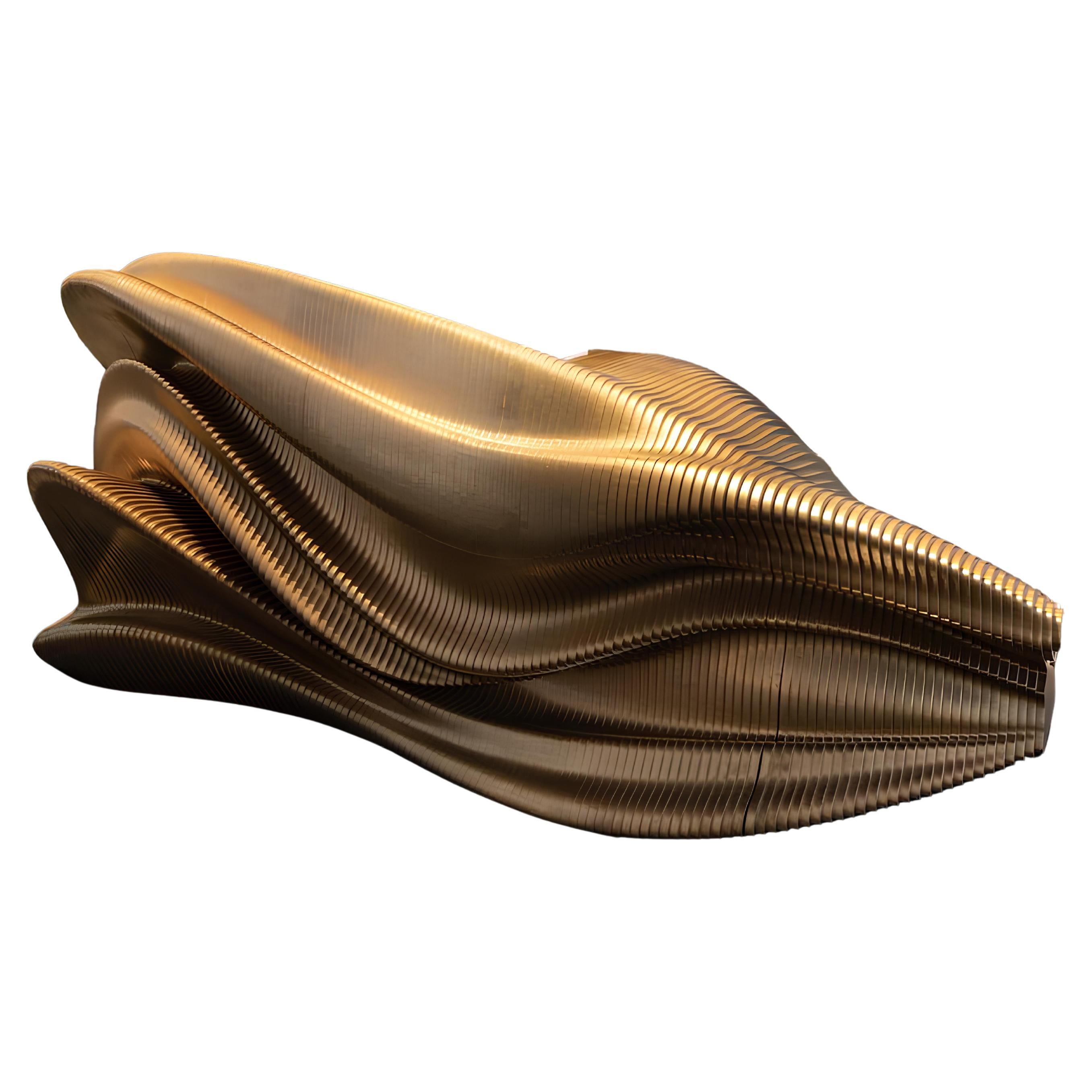 Futuristic Plywood Reception Desk - Parametric Sculptural Office Furniture For Sale