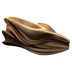 Futuristic Plywood Reception Desk - Parametric Sculptural Office Furniture