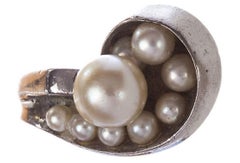 Futuristic Sterling Silver Cultured Pearl Ring