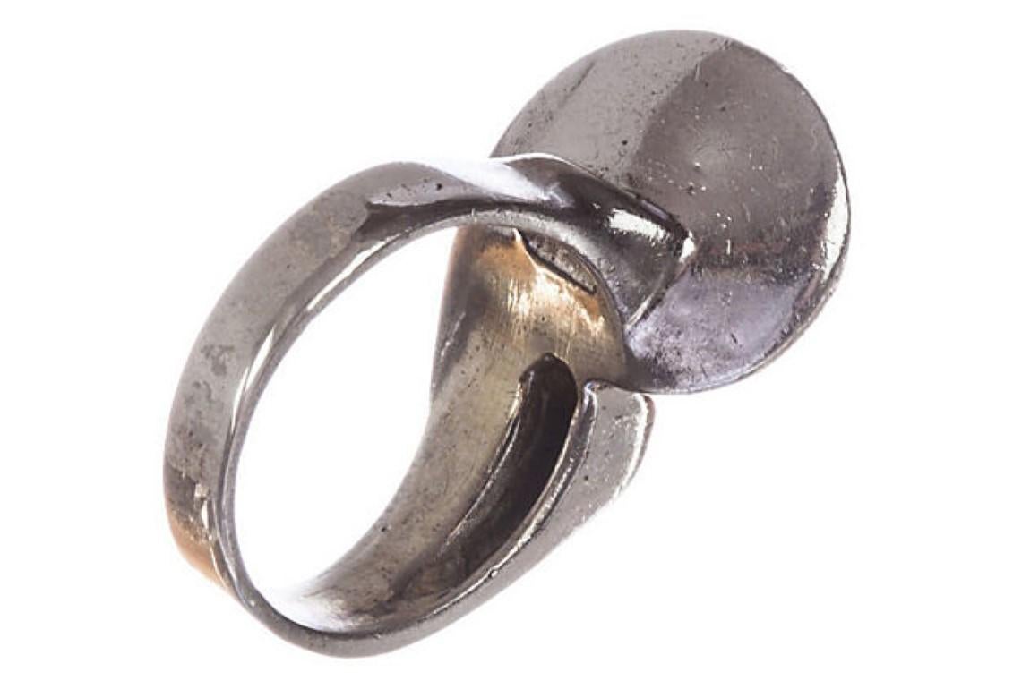Futuristic Sterling Silver Cultured Pearl Ring For Sale 3