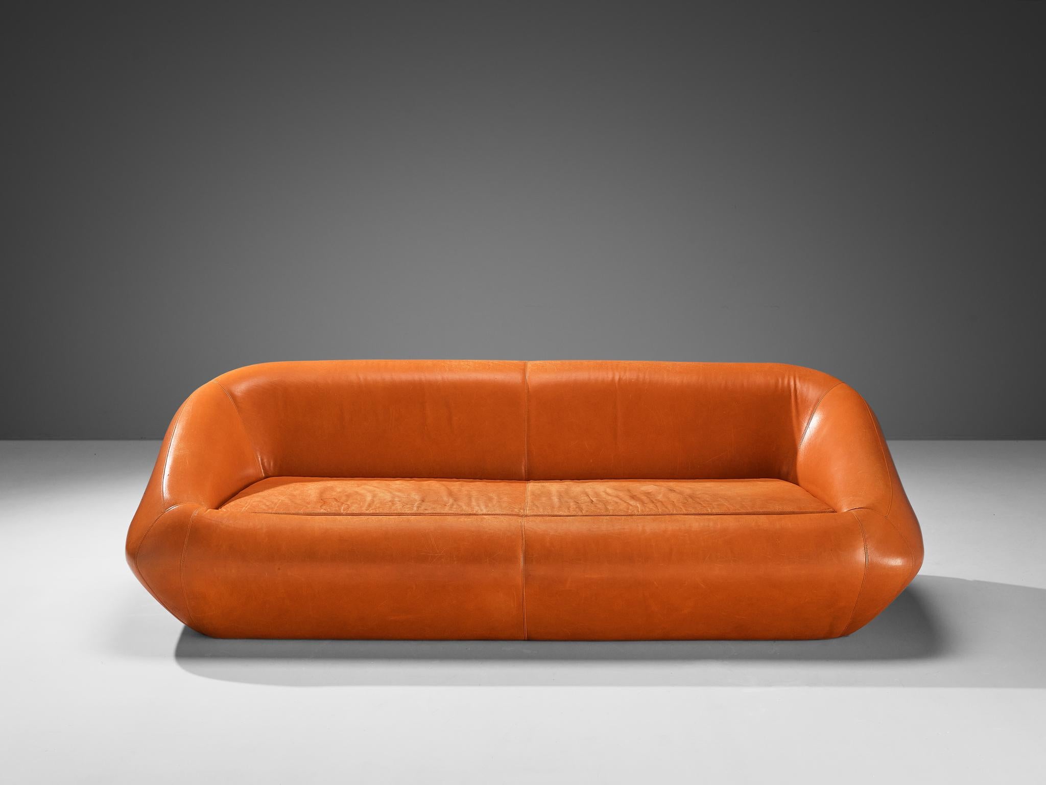 Futuristic Three-Seat Sofa in Leather  In Good Condition For Sale In Waalwijk, NL
