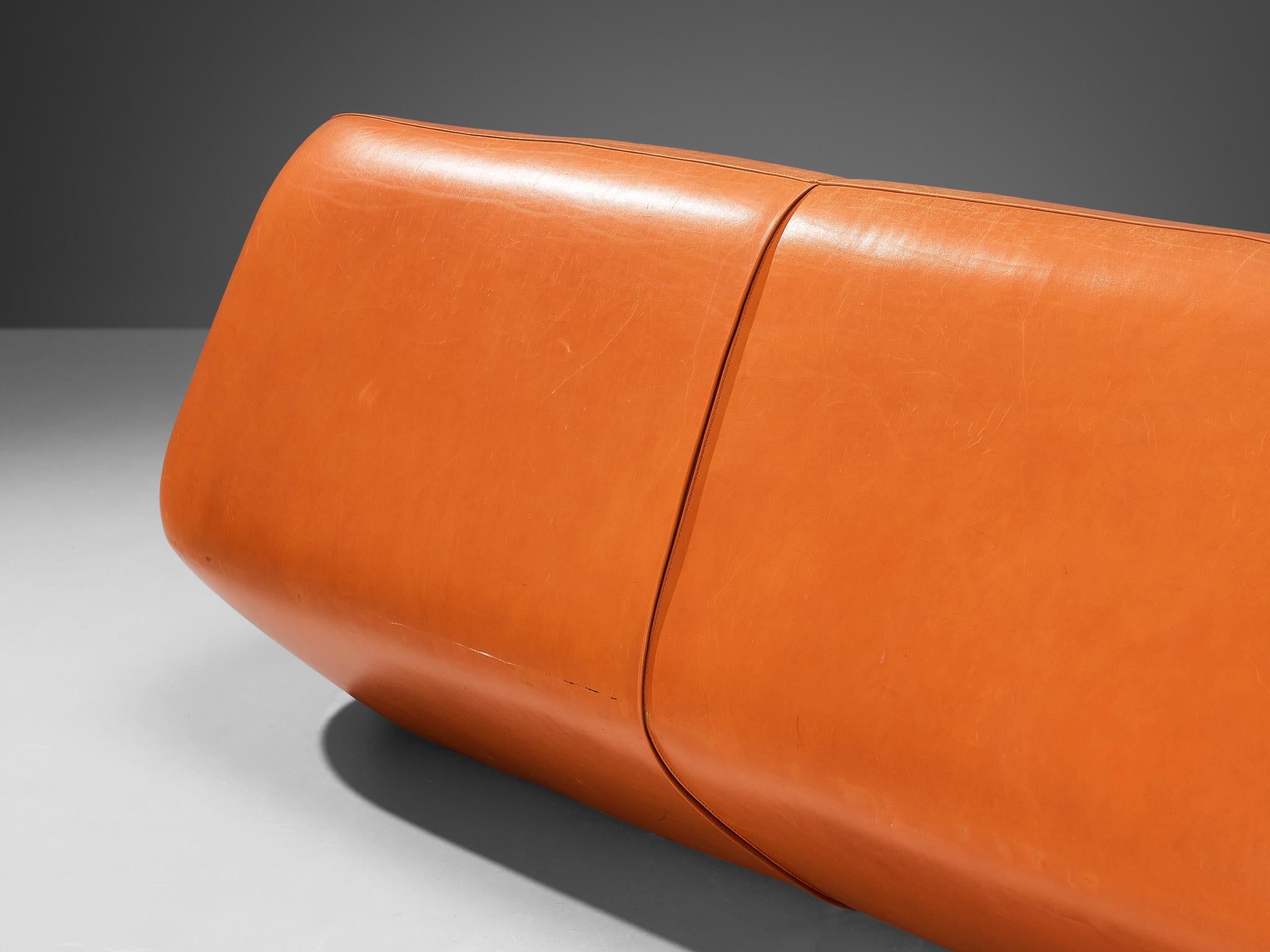 Late 20th Century Futuristic Three-Seat Sofa in Leather