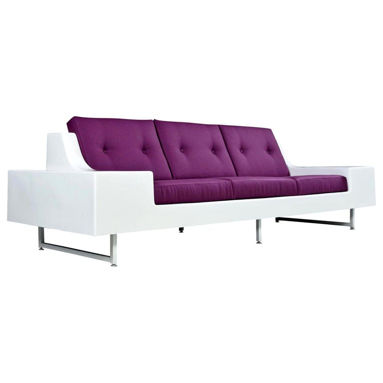 Futuristic Vintage Modern Indoor Outdoor White Fiberglass Sofa In Knoll Fabric For Sale At 1stdibs