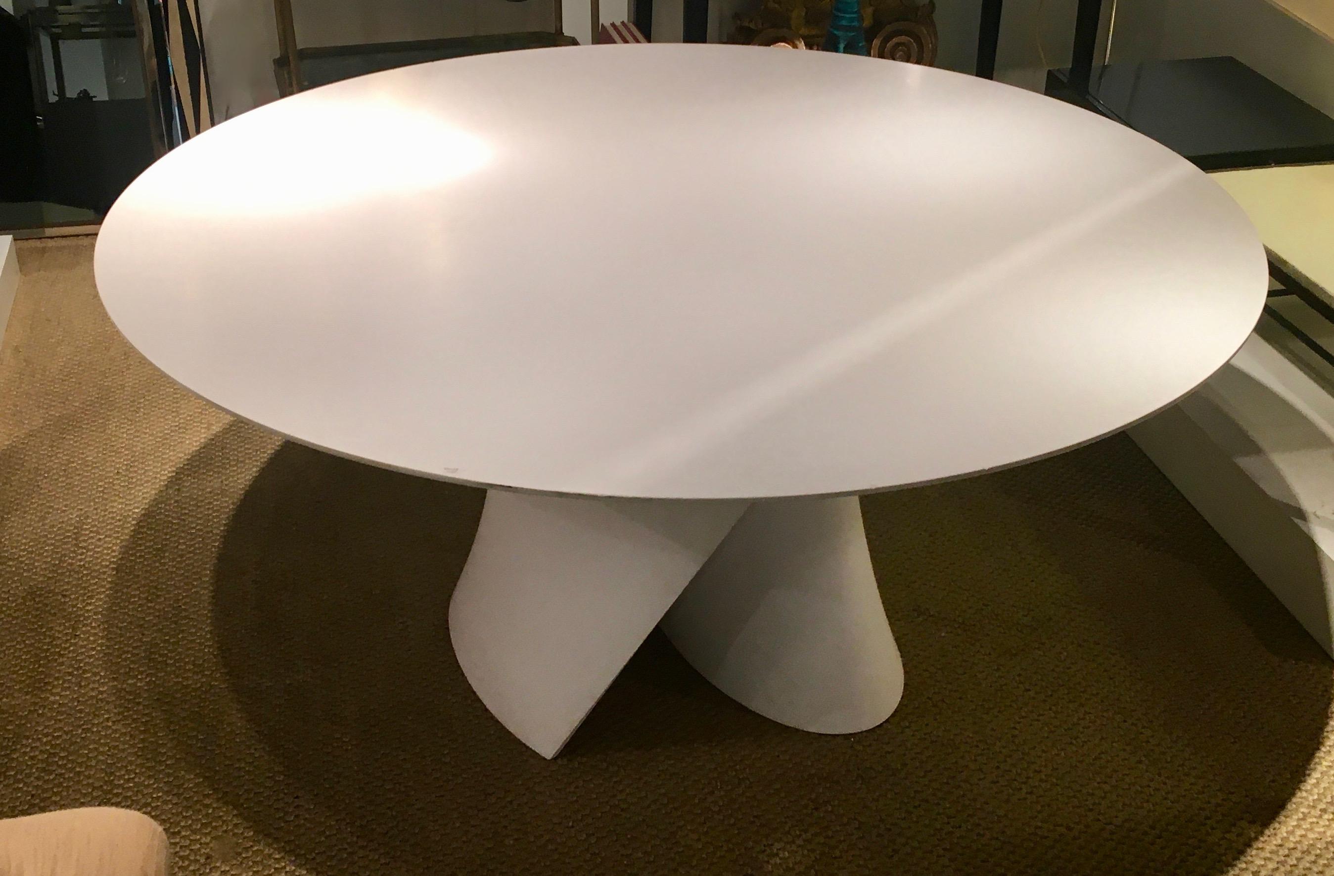 Corian Futuristic White Cristalplant Circular Dining Table by Xavier Lust, Italy, 2007
