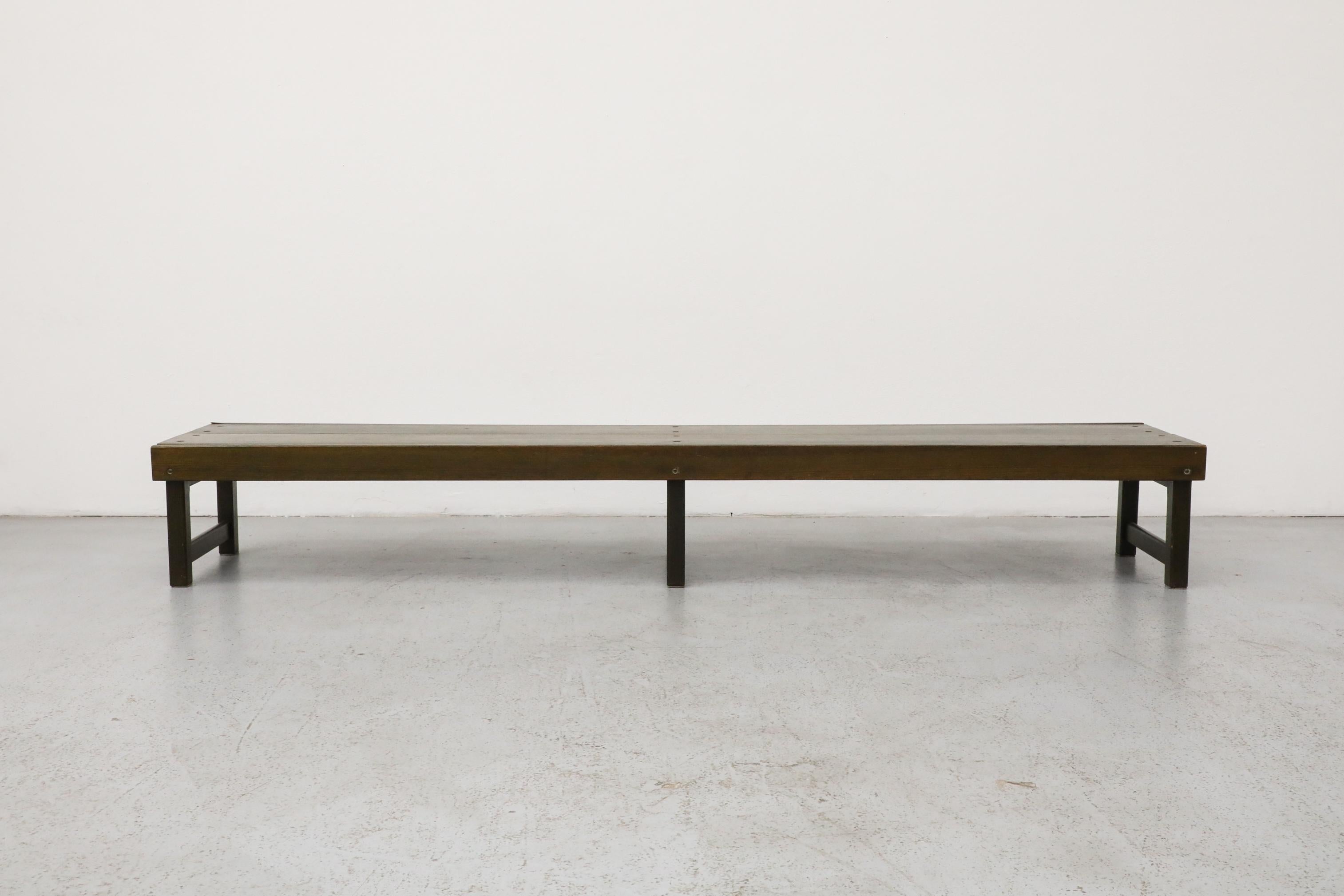 A striking and highly functional Mid-Century Modern bench, meticulously designed by the renowned Norwegian firm Rastad & Relling Tegnekontor. This piece exemplifies the minimalist yet robust aesthetic characteristic of Scandinavian design from the