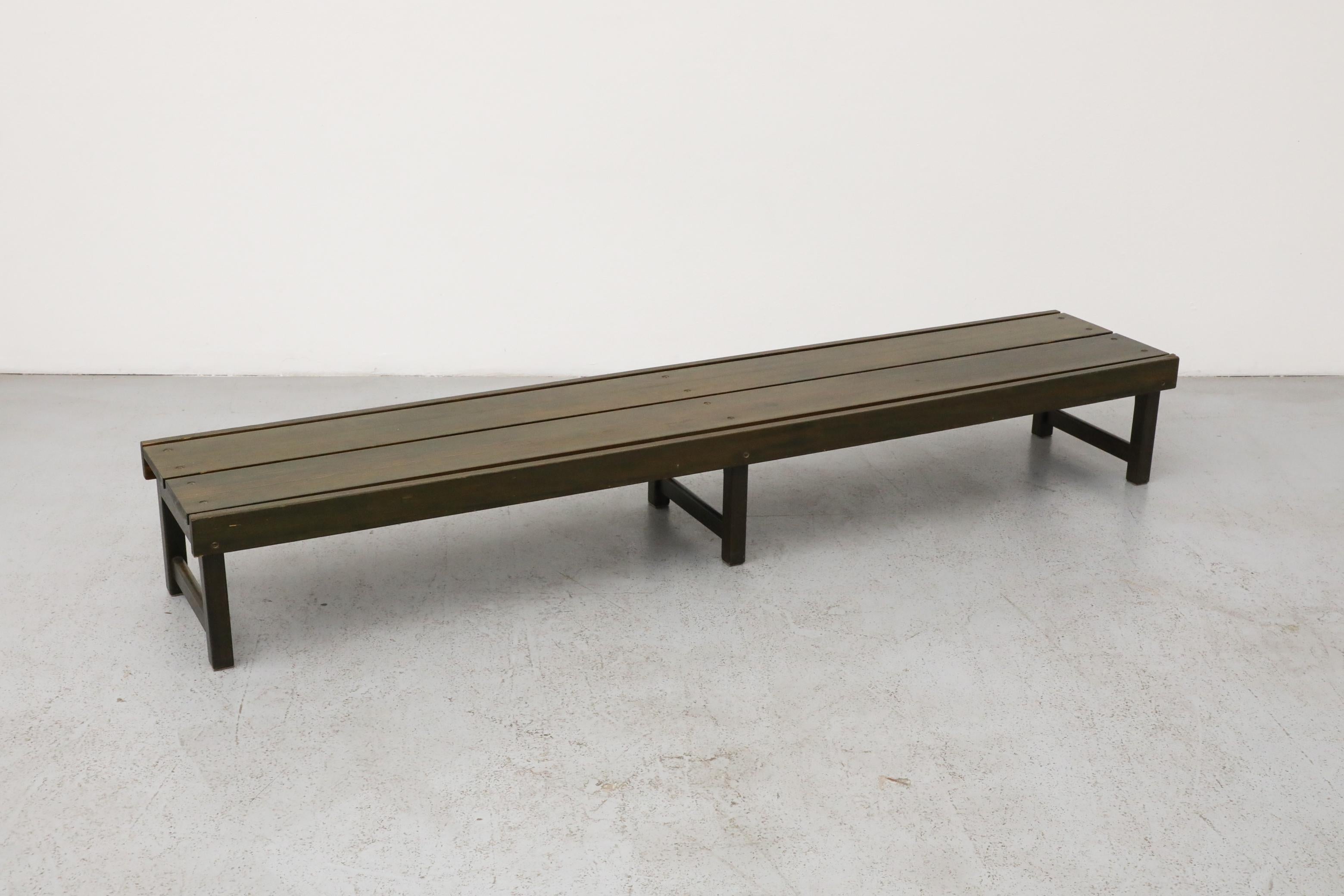 Mid-20th Century Futurum Green Stained Pine Bench by Rastad & Relling, Norway, 1960s For Sale