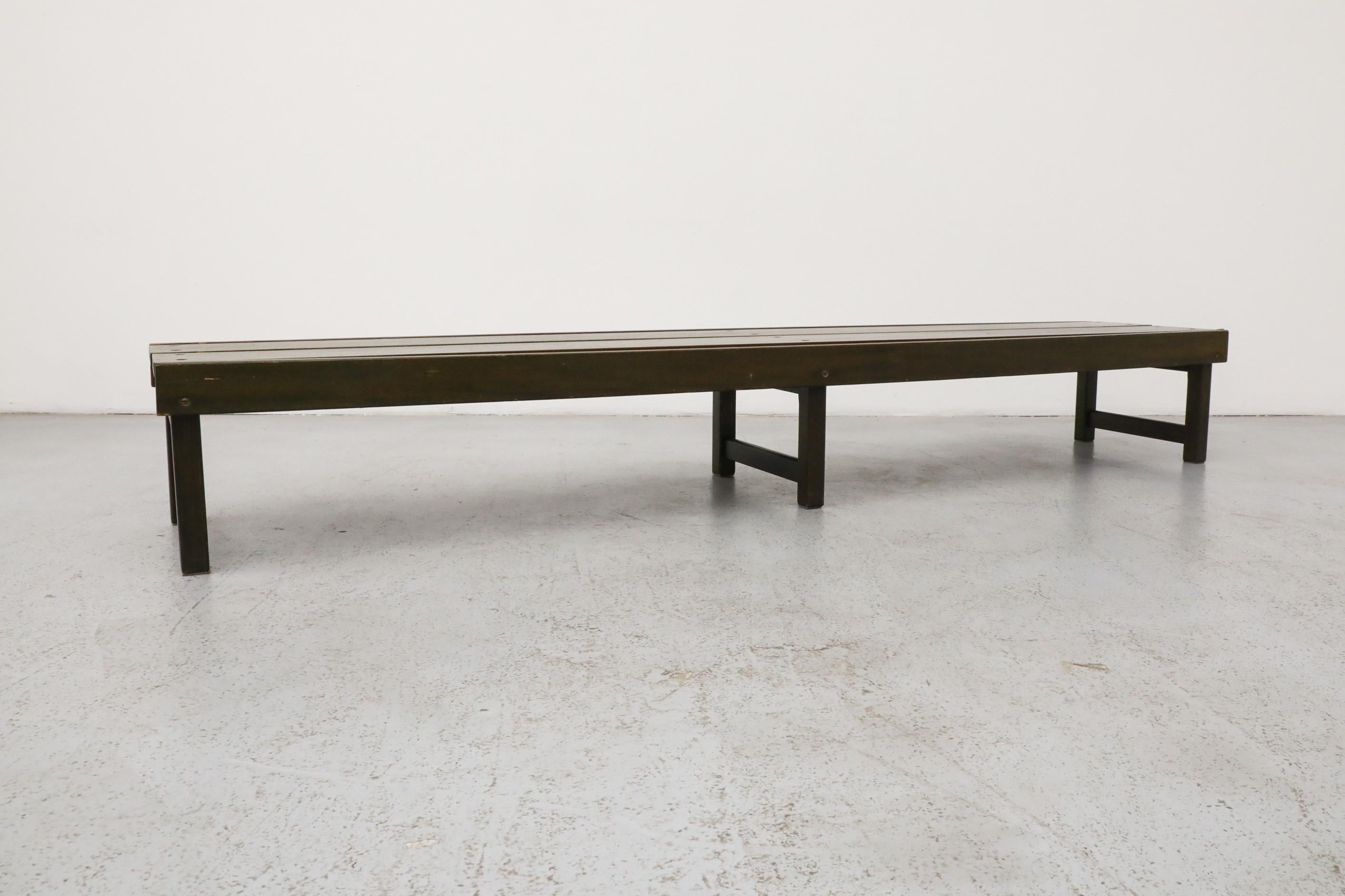 Wood Futurum Green Stained Pine Bench by Rastad & Relling, Norway, 1960s For Sale