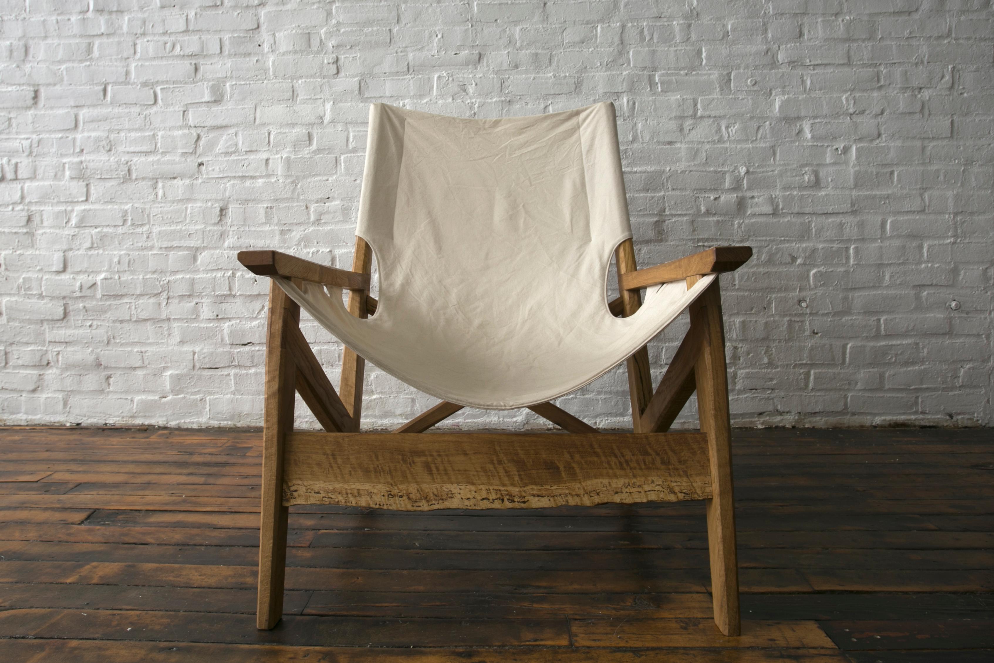 Fuugs Sling Chair Blackened Oak with Black Sling In New Condition For Sale In Philadelphia, PA