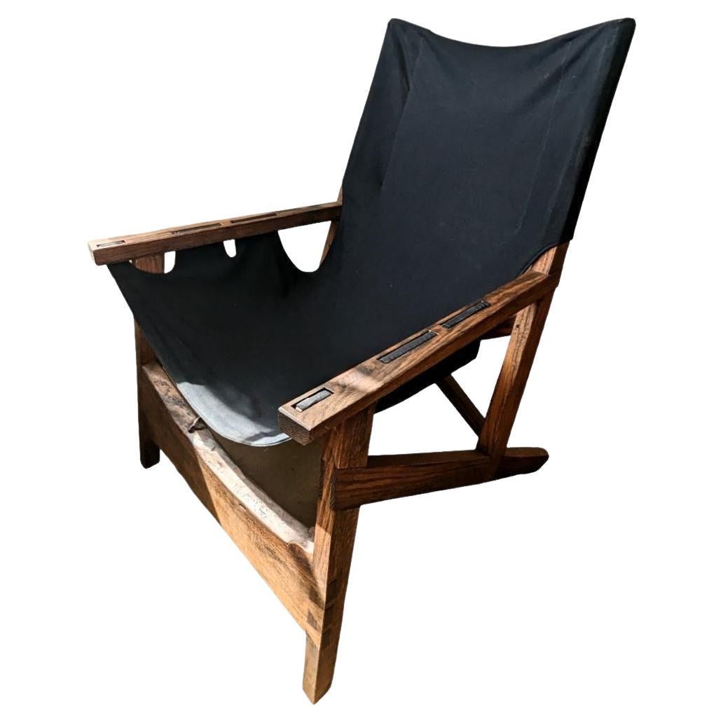 Fuugs Sling Chair Blackened Oak with Black Sling For Sale