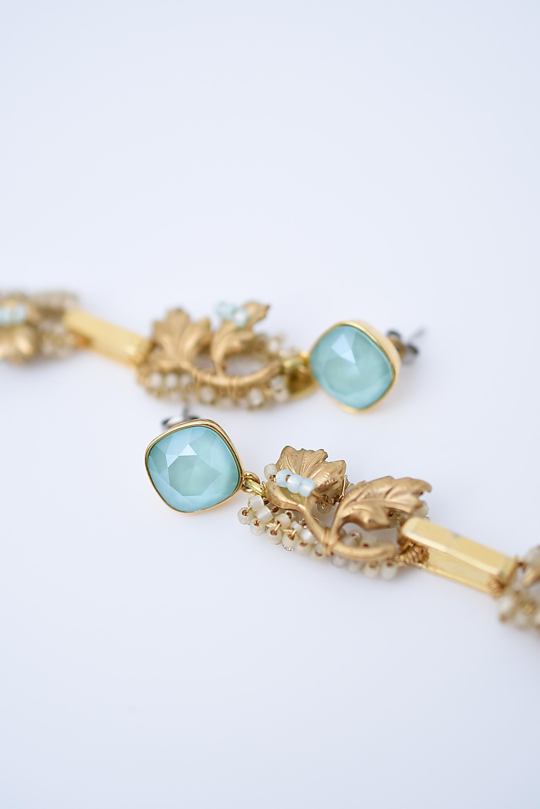 fuusenkazura long earring / vintage jewelry , vintage beads, vintage earring In New Condition For Sale In Sammu shi, JP