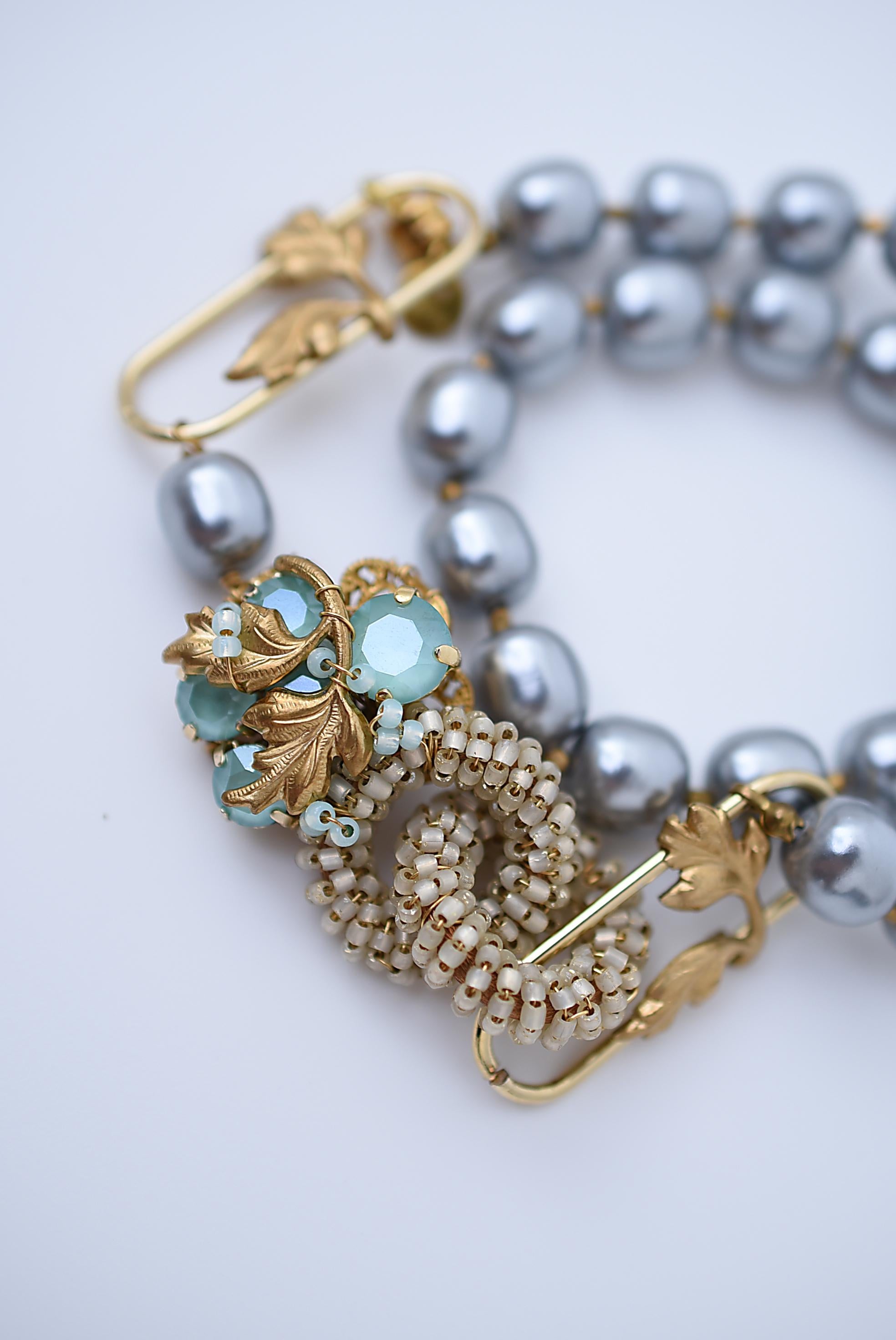 Collier fuusenkazura / bijoux vintage, perles vintage, collier en vente 1