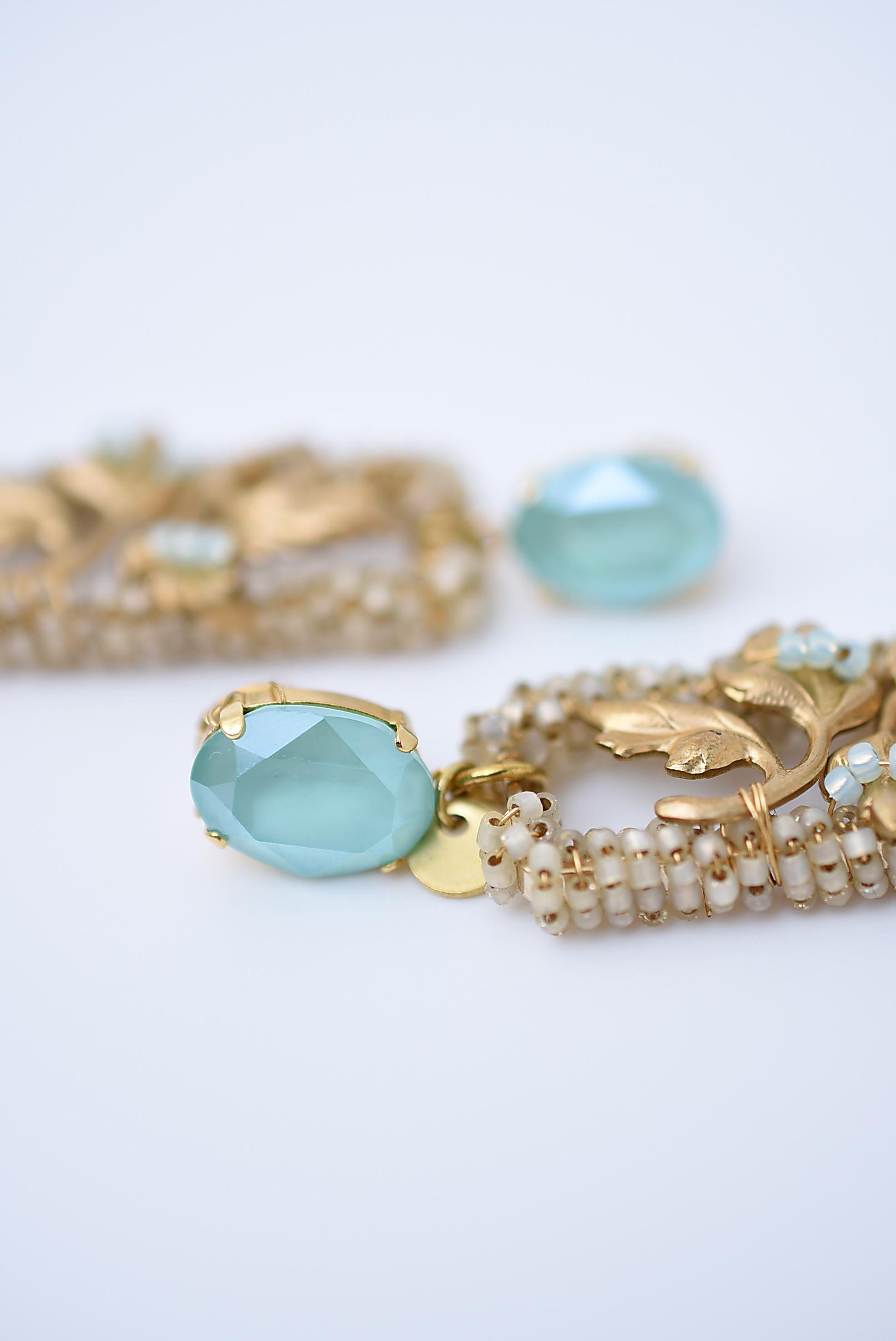 Artisan Boucles d'oreilles carrées fuusenkazura / bijoux vintage, perles vintage en vente
