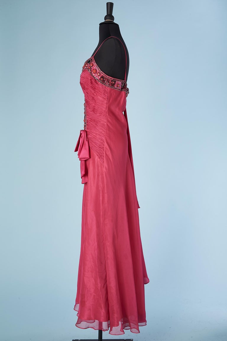 Fuxia evening gown with beads and sequins embroideries Miralina Couture For  Sale at 1stDibs | miralina couture paris