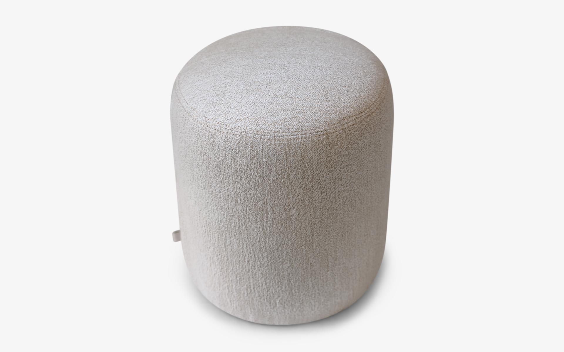 Hand-Crafted Fuyu Bouclet Cylinder Ottoman For Sale