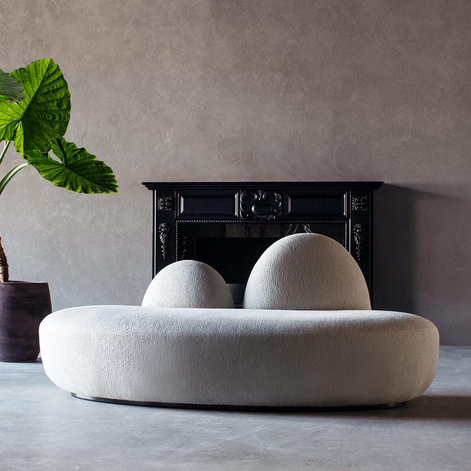 Organic Modern Fuyu Two Seater Sofa in Bouclet Fabric