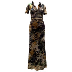 Fuzzi By Jean Paul Gaultier Stretch Tulle 2-Piece Blouse & Skirt In Camouflage 