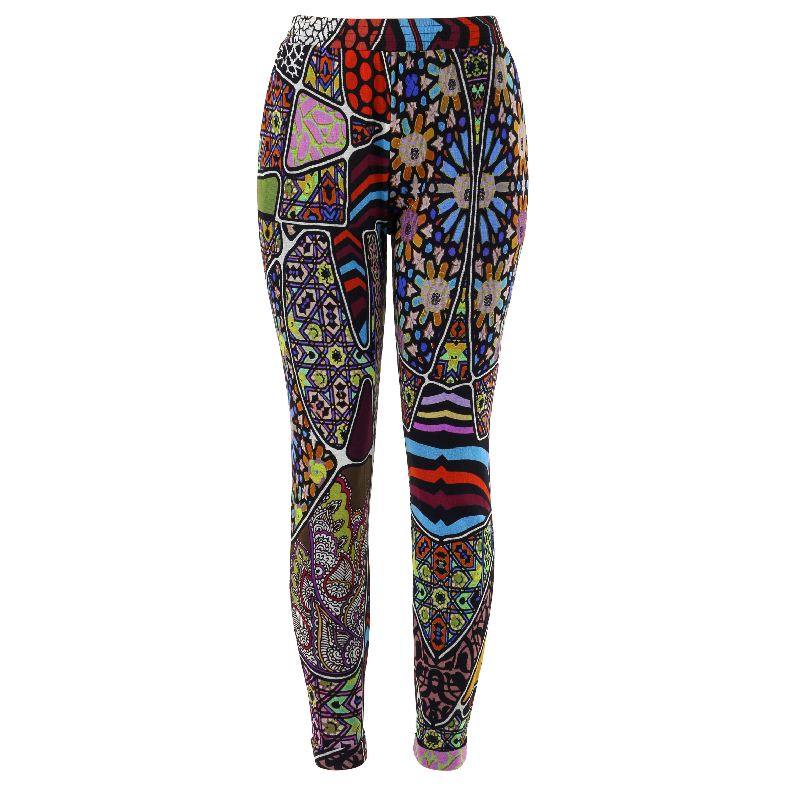 FUZZI Jean-Paul Gaultier c.2000's Multicolor Mixed Pattern Mesh Legging Pants